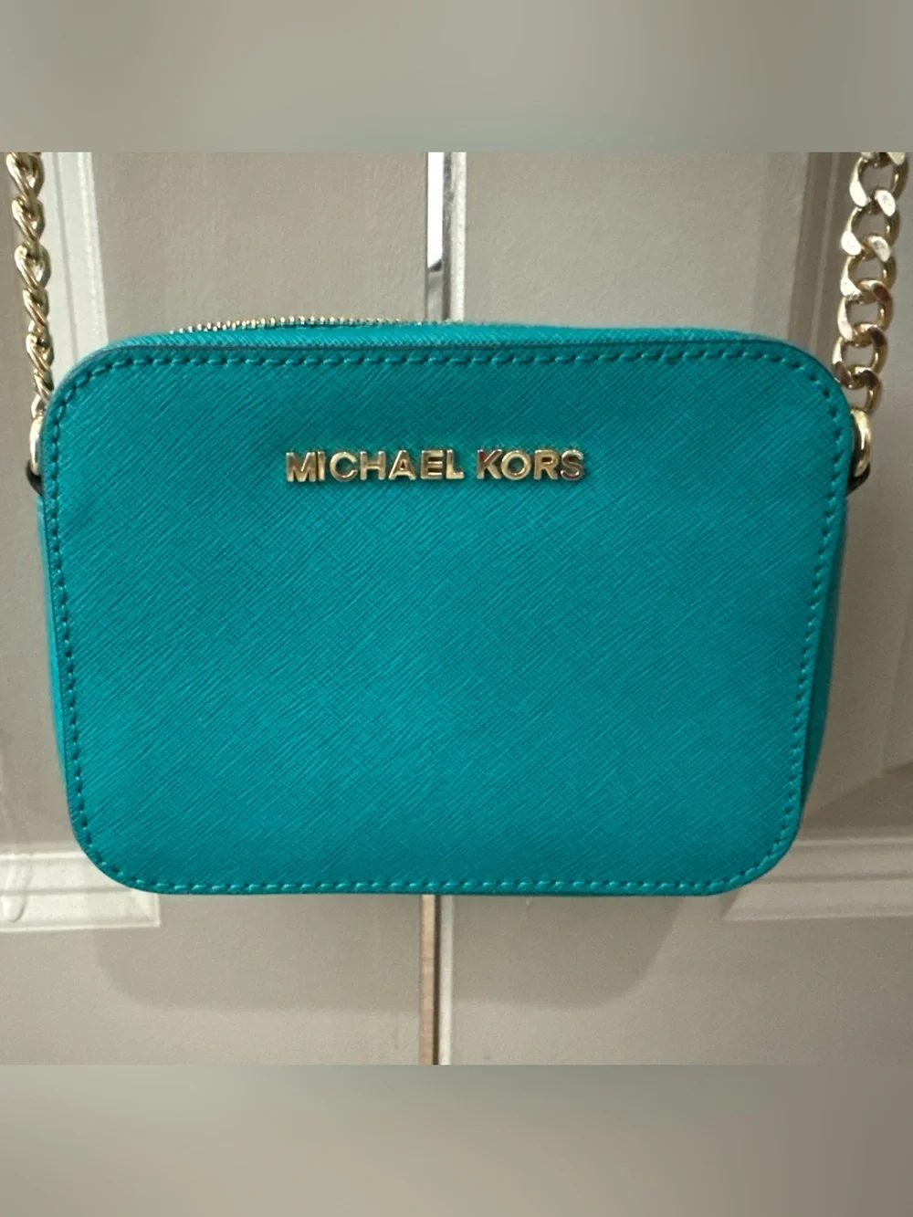 Michael Kors Teal Crossbody with Gold Hardware